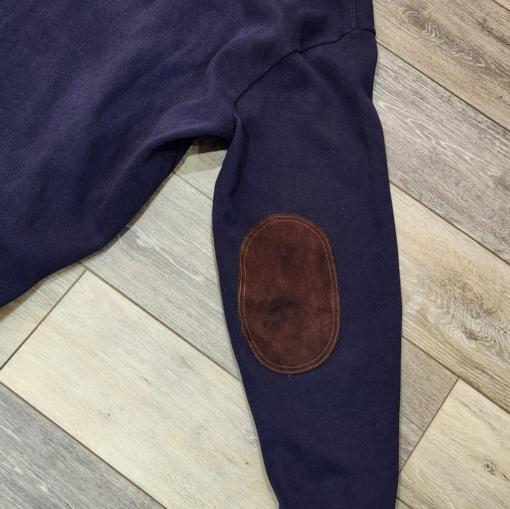 Polo Ralph Lauren Navy Pullover with Brown Elbow Patches Size Xlarge Tall - Picture 4 of 9